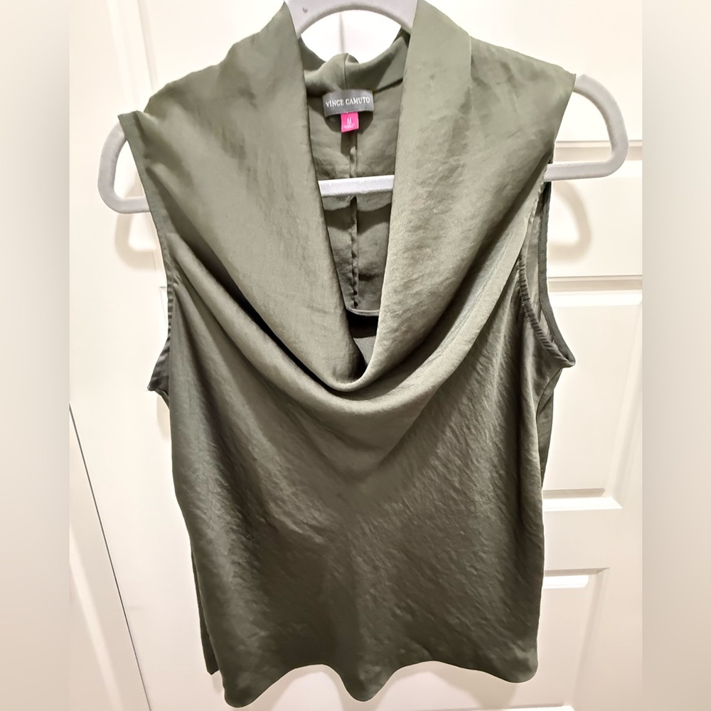 Vince Camuto. Sleeveless Cowl Neck Top. Army Green. Size medium.